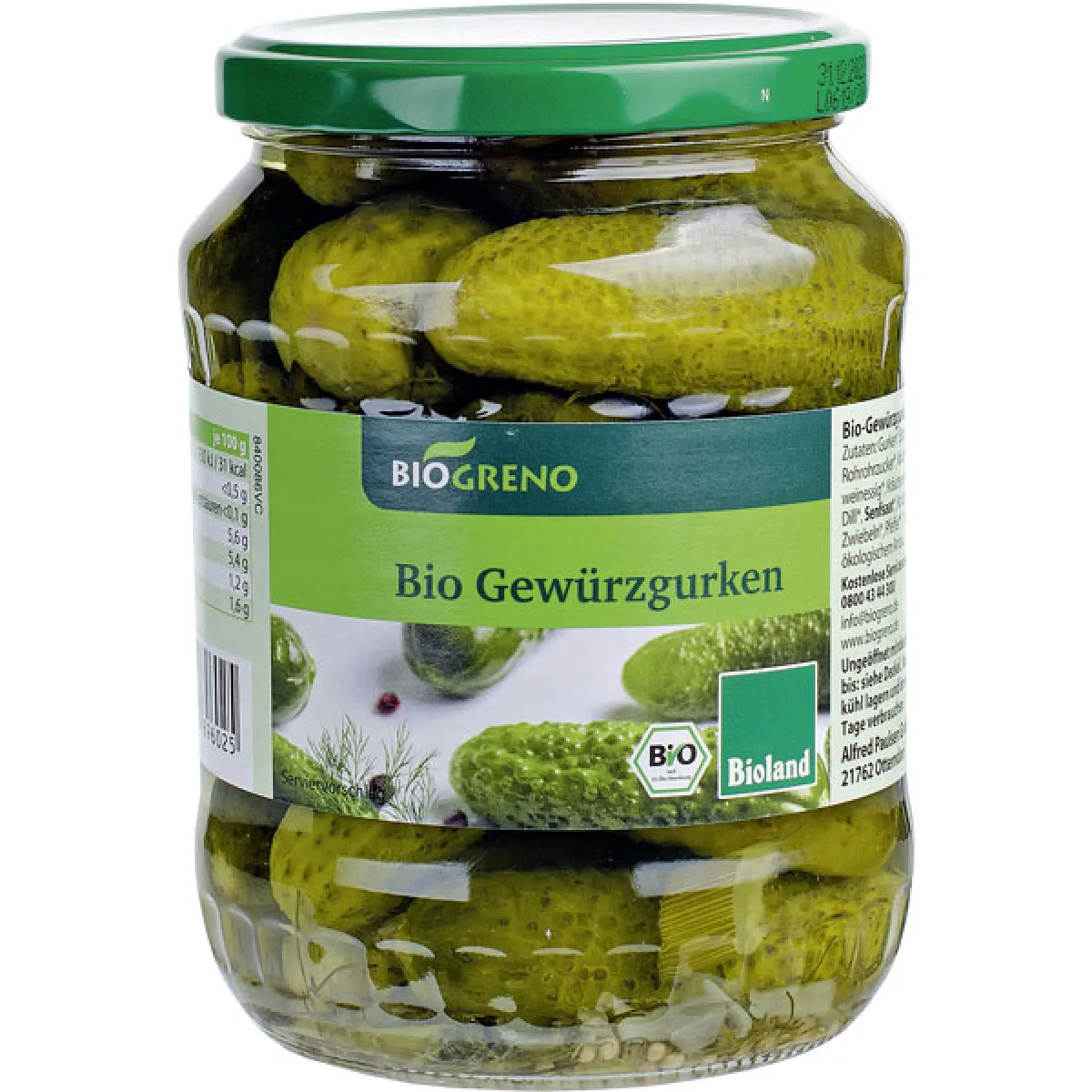 Biogreno Gewürzgurken 680 g