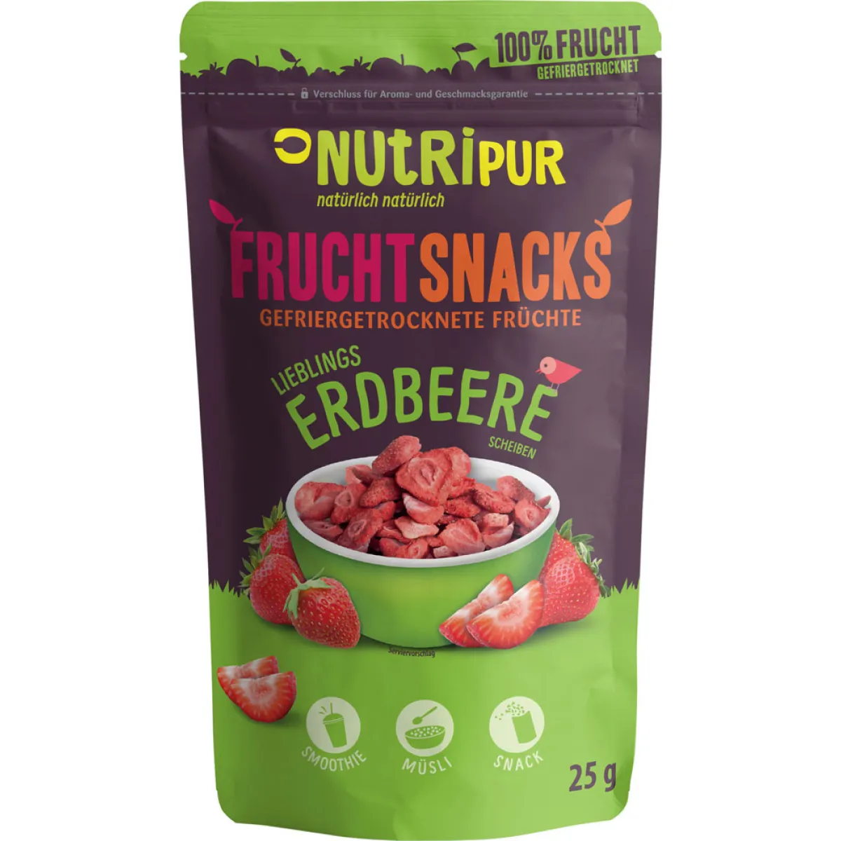 NutriPur Fruchtsnack Erdbeere 25 g