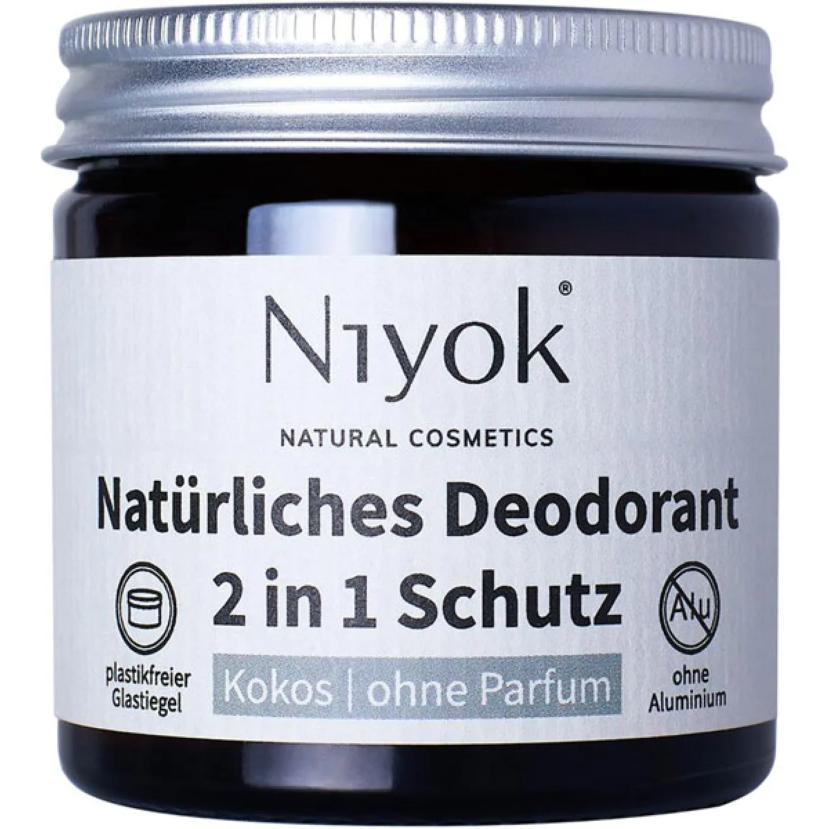 Niyok Deodorant Creme im Glas-Tiegel -  Kokos, ohne Parfum 50 g