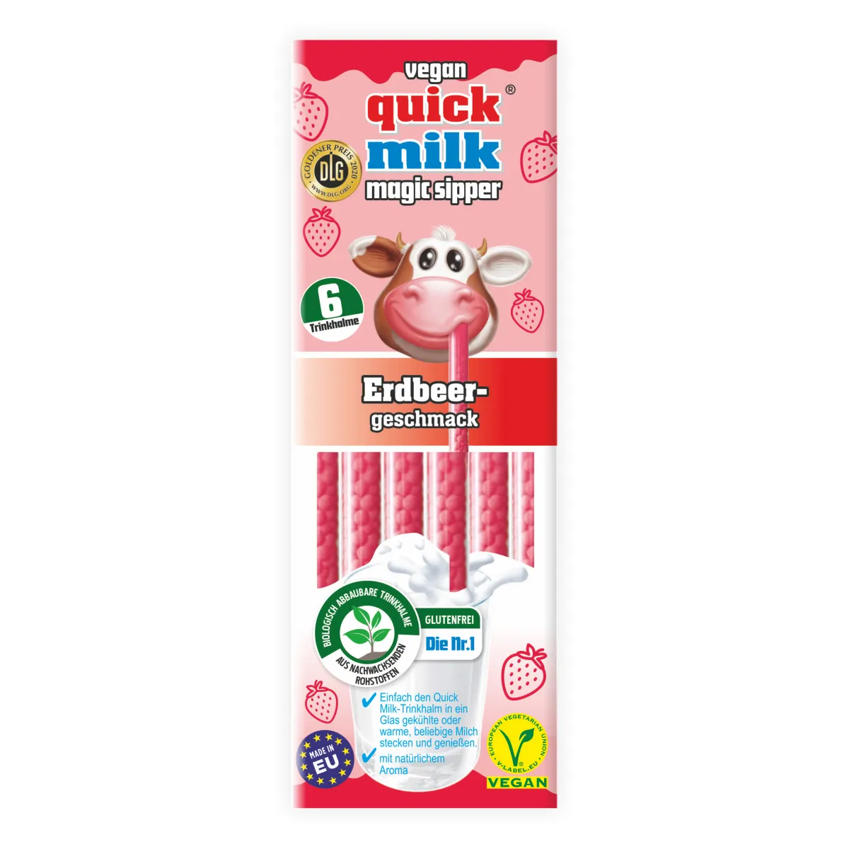 Quick Milk Trinkhalme Erdbeere 36 g