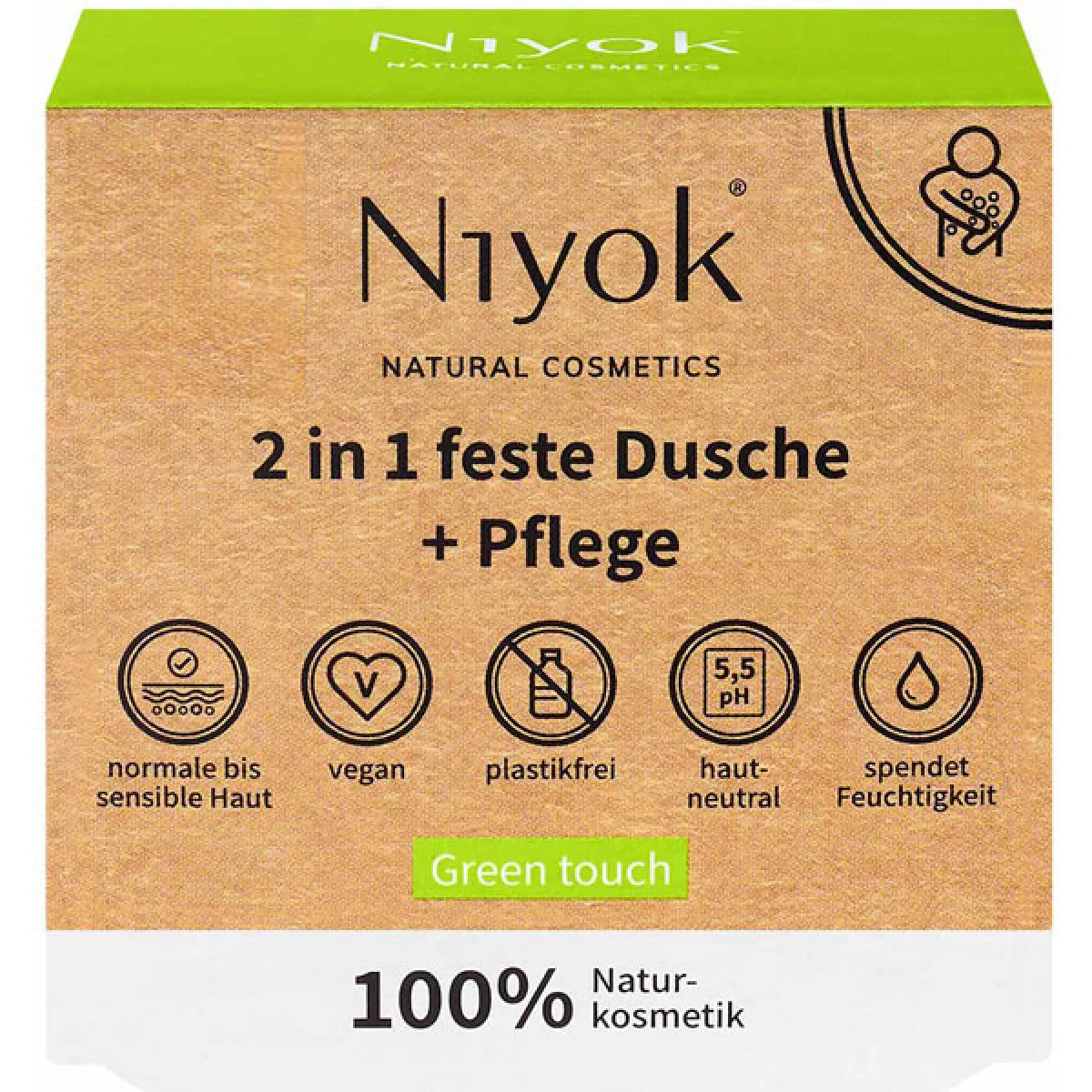 Niyok 2 in 1 feste Dusche und Pflege - Green touch 80 g